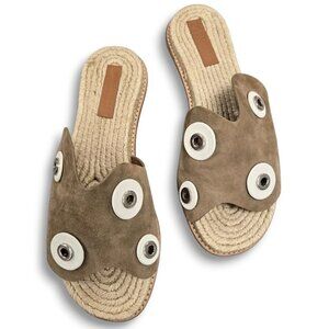 MERCEDES CASTILLO Kemeko Slide Sandals Dotted Taupe Suede Leather EU 38.5 US 8.5